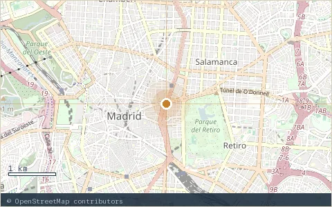 Location map: Cibeles → Plaza de Oriente, Madrid.