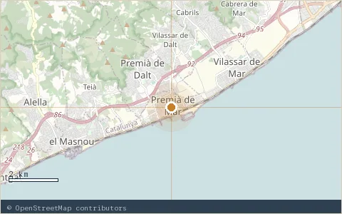 Location map: Escola Sant Cristòfol → Bellamar, Premià de Mar.