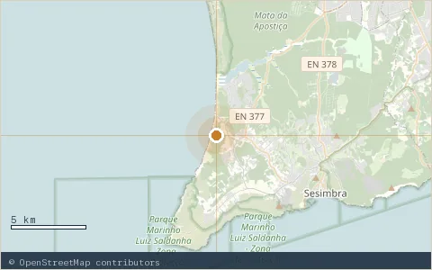 Location map: Praia do Meco, Sesimbra.