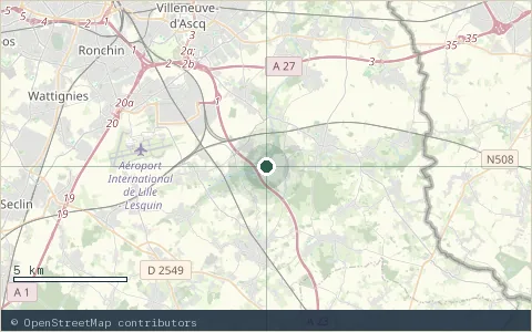 Location map: Templeuve-en-Pévèle + Halluin.