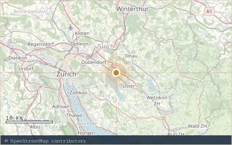 Location map: Verein Natur und Sport (NASPO), Grossrietweg 32, Nänikon, Uster.