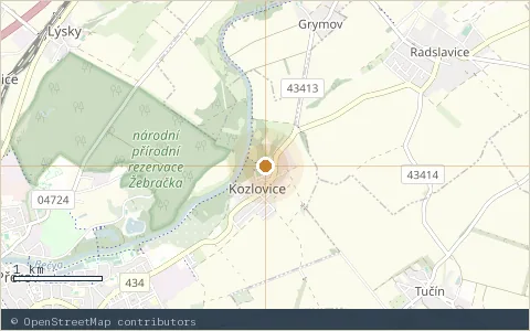 Location map: Areál sportu Kozlovice, Kozlovice.