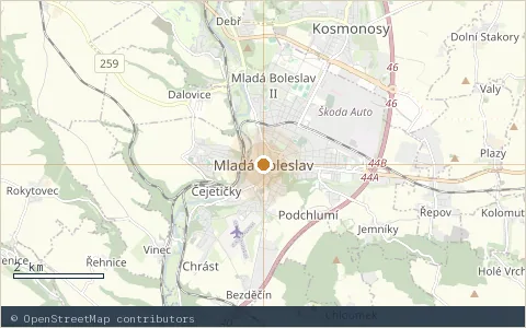 Location map: Bazén Sokolovna, Mladá Boleslav.