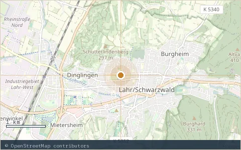 Location map: Irrgarten der Sinne, VVG der Stadt Lahr/Schwarzwald.
