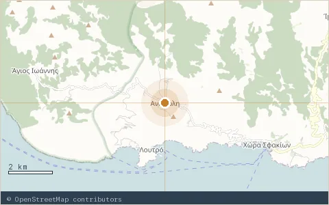 Location map: Vritomartis Naturist Resort, Anopoli, Sfakia, Crete.