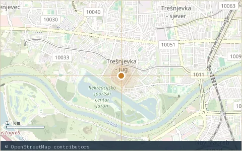 Location map: Jarun, Zagreb.