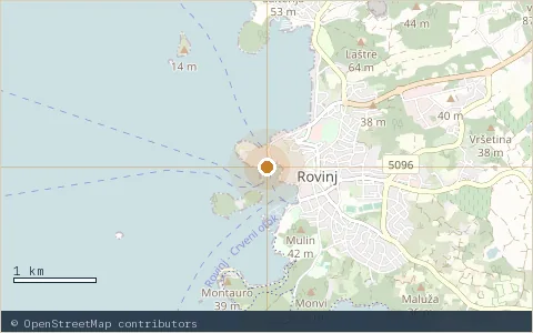 Location map: Obala Pina Budicina, Rovinj.