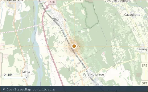 Location map: Cascina Baraggiola, Sizzano (NO).