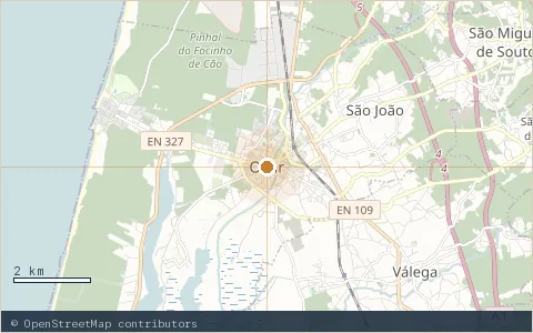 Location map: Praia Naturista do Torrão do Lameiro, Ovar.
