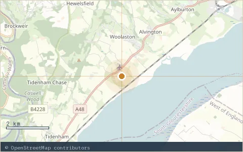 Location map: Court Farm Lakes, Woolaston, Gloucestershire.