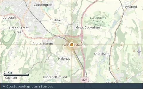 Location map: The Naturist Foundation, Orpington, Kent.