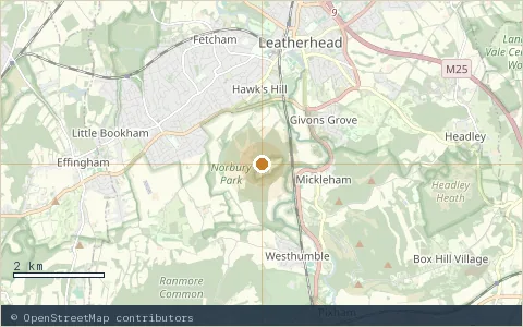 Location map: The White House naturist club, Surrey.