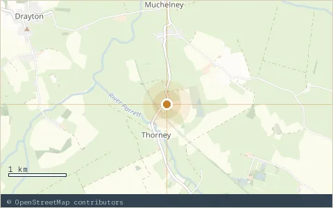 Location map: Thorney Lakes, Langport, Somerset.