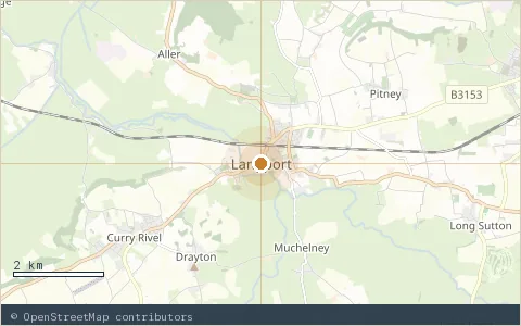 Location map: Thorney Lakes Caravan Park, Langport, Somerset.