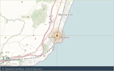 Location map: Platgetes de Bellver, Oropesa del Mar.